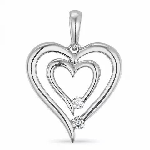 hjärta diamant hängen i 14  carat vitguld 0,07 ct