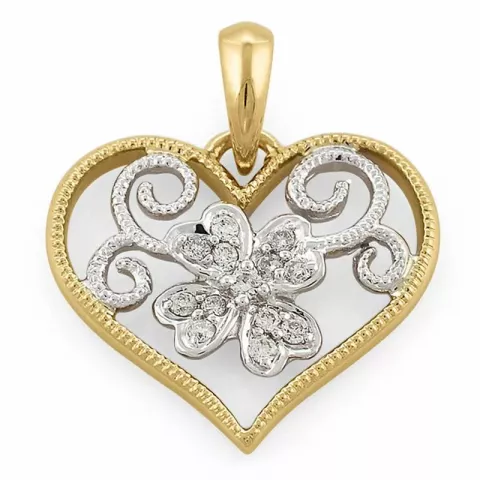 hjärta diamant hängen i 14  carat guld- och vitguld 0,06 ct