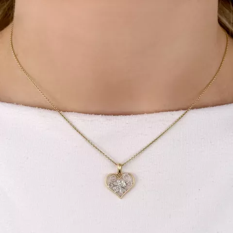 hjärta diamant hängen i 14  carat guld- och vitguld 0,06 ct