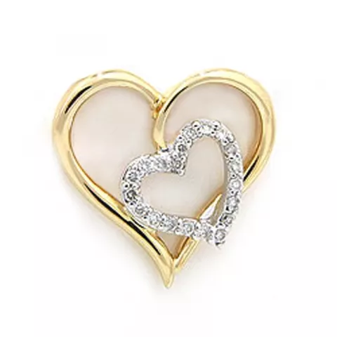 hjärta diamantberlocker i 14  carat guld- och vitguld 0,16 ct