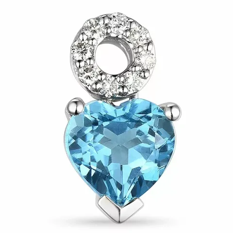 hjärta topas hängen i 14 carat vitguld 0,10 ct