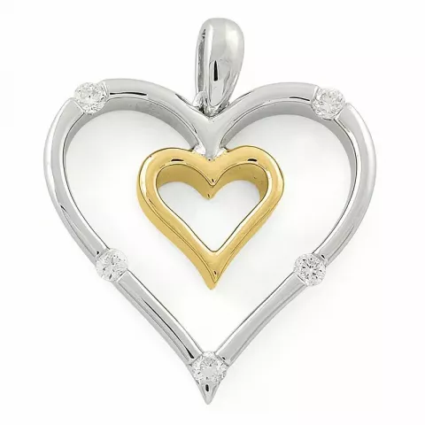 hjärta diamant hängen i 14  carat guld- och vitguld 0,11 ct