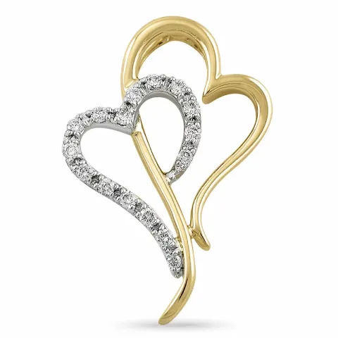 hjärta hängen i 14 carat guld- och vitguld 0,11 ct