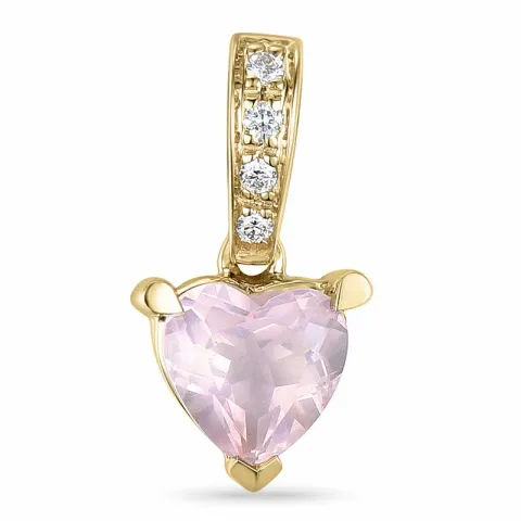 hjärta kvarts guld hängen i 14 carat guld 0,03 ct 0,80 ct