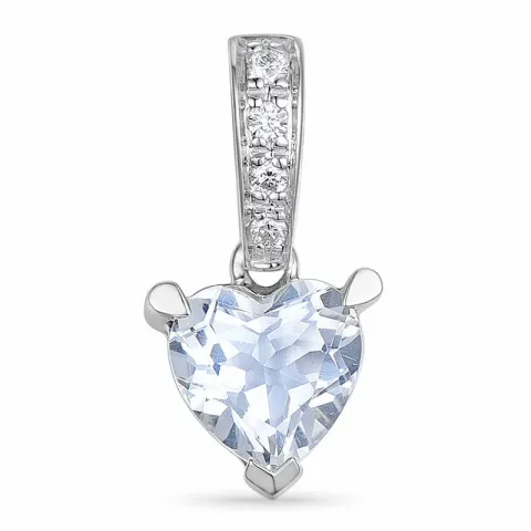 hjärta kvarts hängen i 14 carat vitguld 0,03 ct