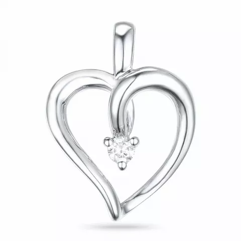 hjärta diamant hängen i 14  carat vitguld 0,03 ct