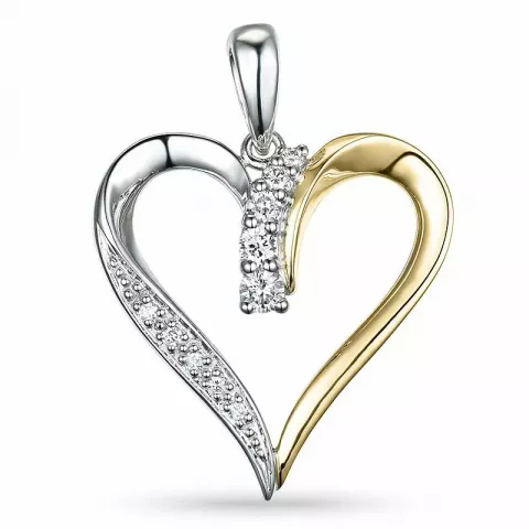 hjärta diamant hängen i 14  carat guld- och vitguld 0,19 ct