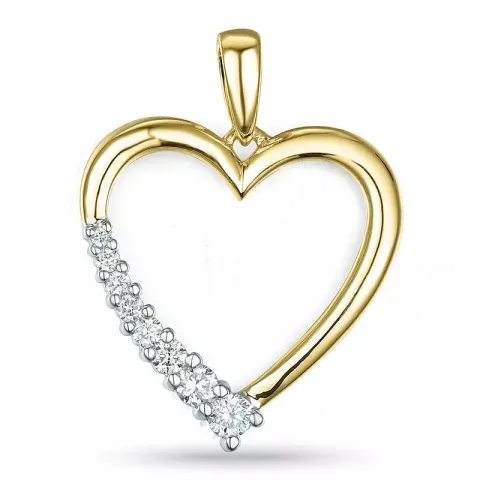 hjärta diamant hängen i 14 carat guld- och vitguld 0,26 ct