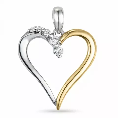 hjärta hängen i 14  carat guld- och vitguld 0,10 ct