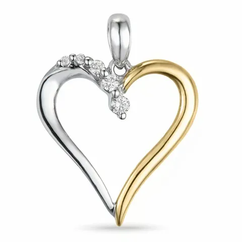 hjärta hängen i 14 carat guld- och vitguld 0,10 ct