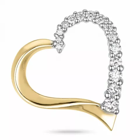 hjärta diamant hängen i 14  carat guld- och vitguld 0,34 ct