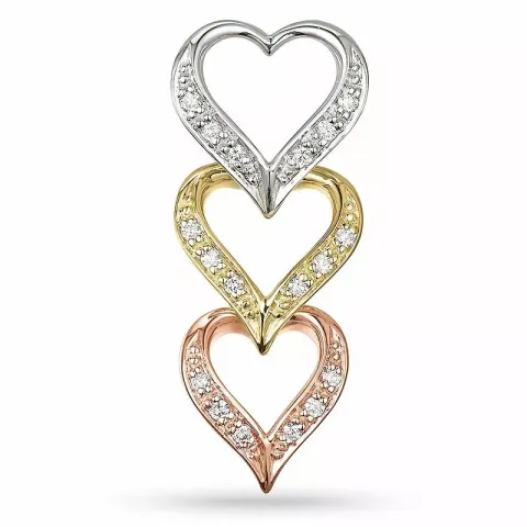 hjärta hängen i 14 carat gul-, vit- och rödguld 0,10 ct