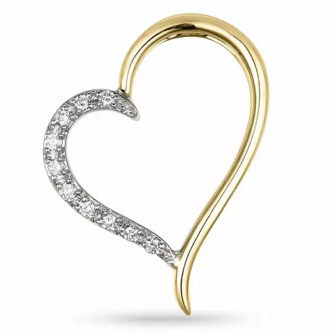 hjärta diamantberlocker i 14  carat guld- och vitguld 0,1 ct