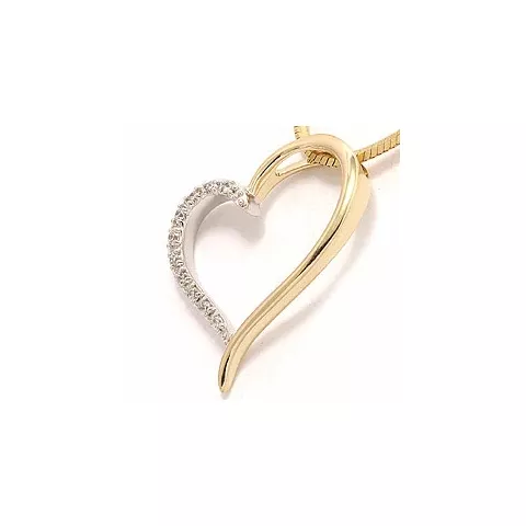 hjärta diamantberlocker i 14  carat guld- och vitguld 0,1 ct