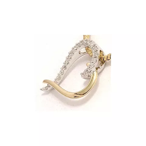 hjärta diamant hängen i 14  carat guld- och vitguld 0,07 ct