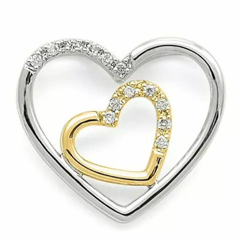 hjärta solitärberlock i 14  carat guld- och vitguld 0,04 ct