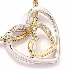 hjärta solitärberlock i 14  carat guld- och vitguld 0,04 ct