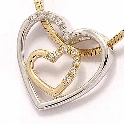 hjärta solitärberlock i 14  carat guld- och vitguld 0,04 ct