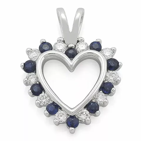 hjärta safir hängen i 14 carat vitguld 0,23 ct 0,34 ct