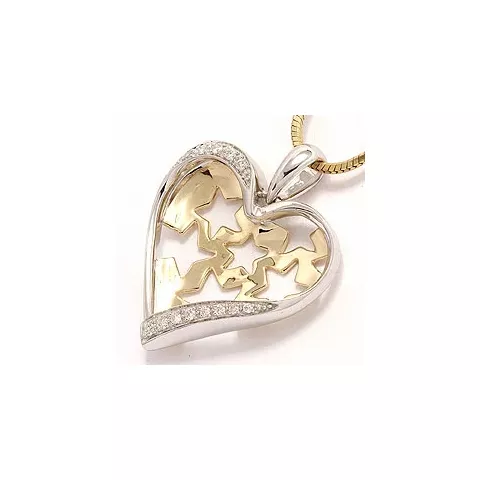 hjärta hängen i 14  carat guld- och vitguld 0,11 ct