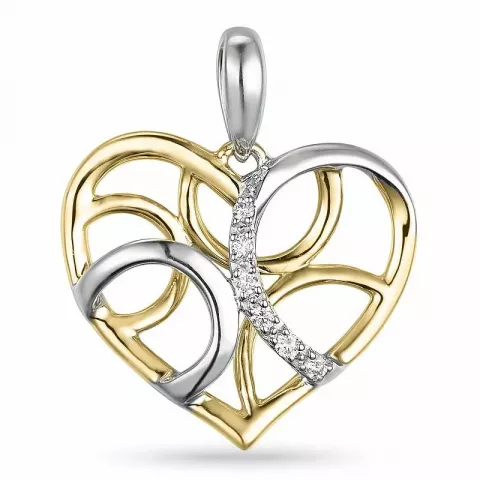 hjärta diamant hängen i 14  carat guld- och vitguld 0,05 ct