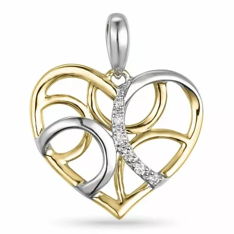 hjärta diamant hängen i 14 carat guld- och vitguld 0,05 ct