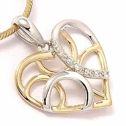 hjärta diamant hängen i 14 carat guld- och vitguld 0,05 ct