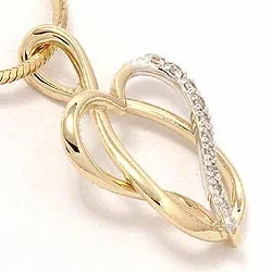 Hjärta diamantberlocker i 14  carat guld- och vitguld 0,06 ct