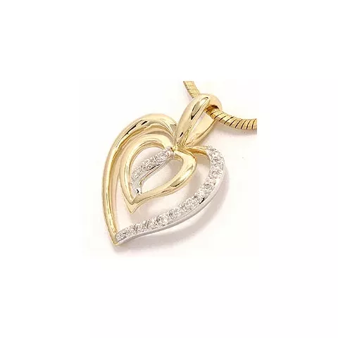 hjärta diamantberlocker i 14  carat guld- och vitguld 0,07 ct