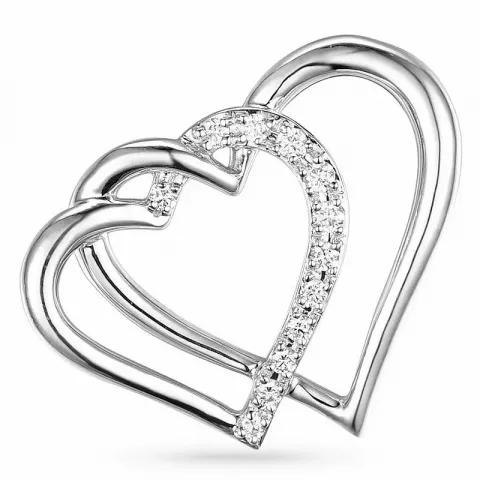hjärta diamant hängen i 14  carat vitguld 0,08 ct