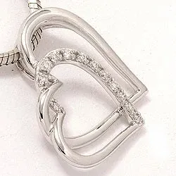hjärta diamant hängen i 14 carat vitguld 0,08 ct