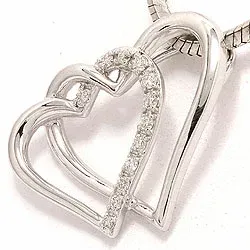 hjärta diamant hängen i 14 carat vitguld 0,08 ct