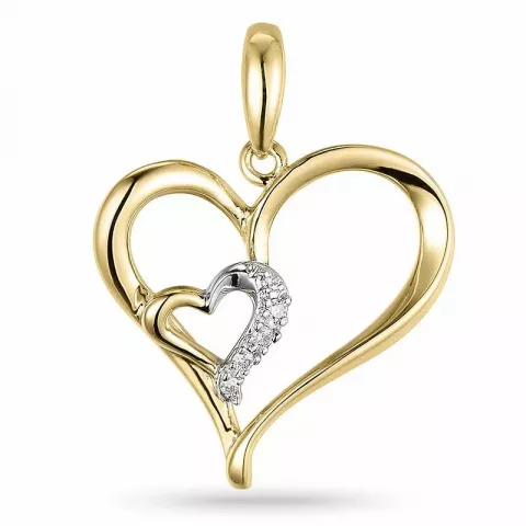 hjärta diamant hängen i 14  carat guld- och vitguld 0,03 ct