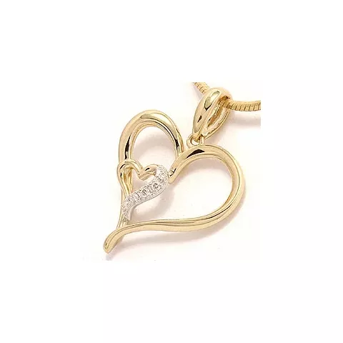 hjärta diamant hängen i 14  carat guld- och vitguld 0,03 ct