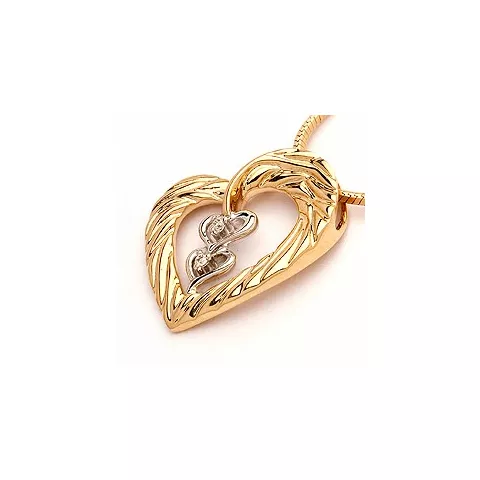 hjärta diamant hängen i 14  carat guld- och vitguld 0,02 ct