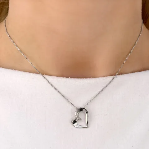 hjärta hängen i 14 carat vitguld 0,06 ct
