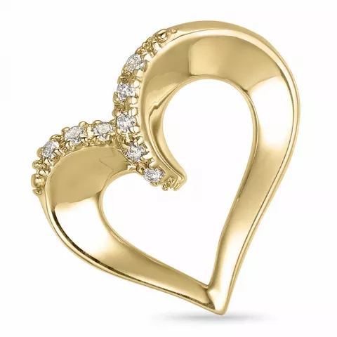 hjärta diamantberlocker i 14  carat guld 0,06 ct