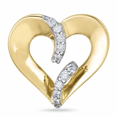 Hjärta dam hängen i 14 carat guld- och vitguld 0,08 ct