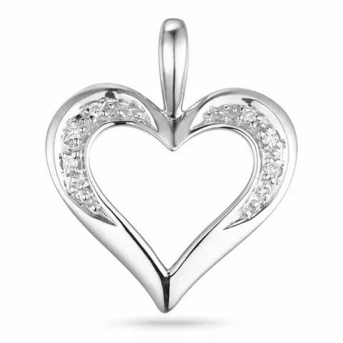 hjärta diamant hängen i 14  carat vitguld 0,03 ct