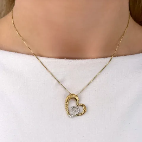 hjärta hängen i 14  carat guld- och vitguld 0,12 ct