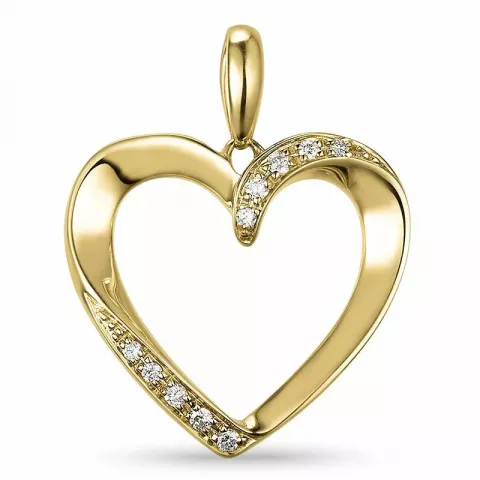 hjärta diamantberlocker i 14  carat guld 0,08 ct