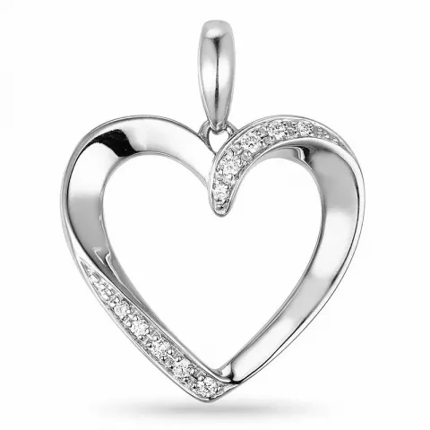 hjärta diamantberlocker i 14  carat vitguld 0,08 ct