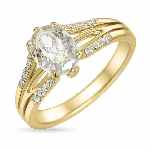 kvarts diamantring i 14  karat guld 0,90 ct 0,12 ct