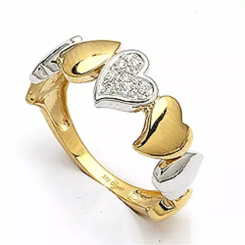 hjärta fingerring i 9 karat guld och vitguld