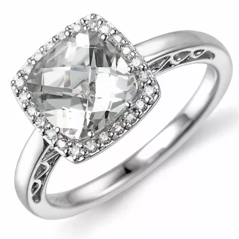 fyrkantigt kvarts diamantring i 14 karat vitguld 0,12 ct 2,00 ct