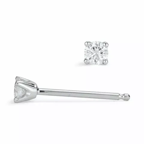 2 x 0,08 ct diamant solitäreörhängestift i 14 karat vitguld med diamant