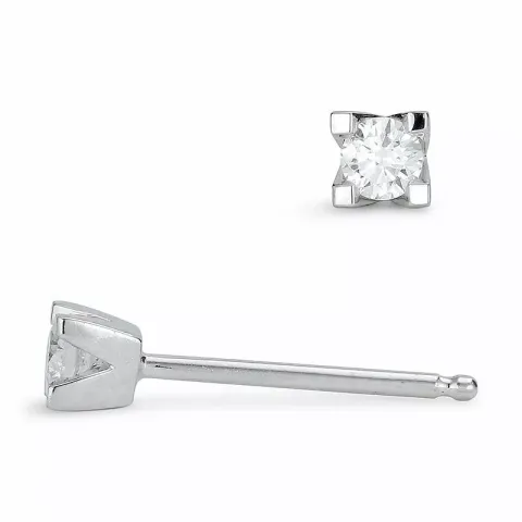 2 x 0,07 ct solitäreörhängestift i 14 karat vitguld med diamant