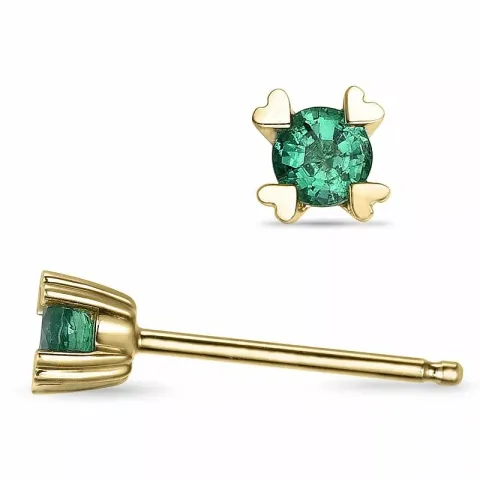 2 x 0,22 ct solitäreörhängestift i 14 karat guld med smaragd