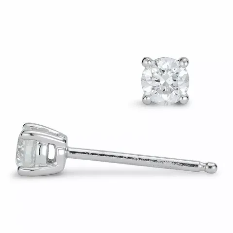 2 x 0,20 ct diamant solitäreörhängestift i 14 karat vitguld med diamant