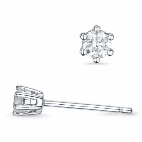 2 x 0,09 ct diamant solitäreörhängestift i 14 karat vitguld med diamant